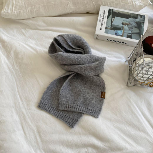 韩版新款羊毛毛线针织儿童围巾秋冬加厚保暖宝宝纯色简约男童围脖 商品图2