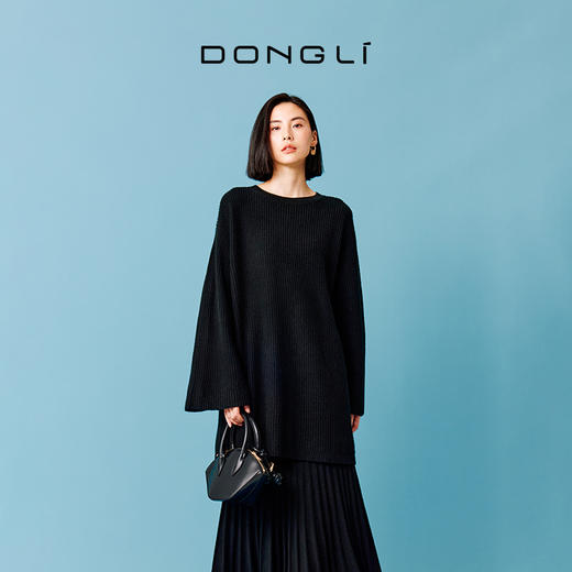 东黎 • 秀场同款 山羊绒女士秋冬圆领喇叭袖套衫 4330 商品图2