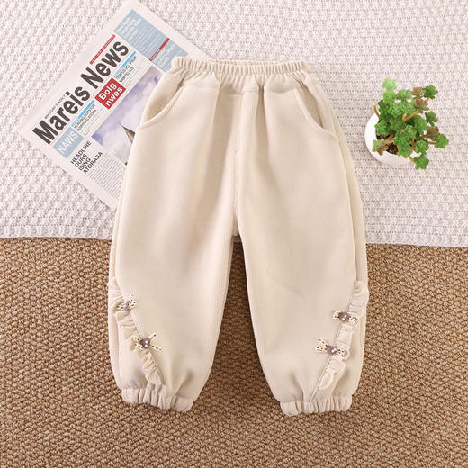 【柔软舒适，宝宝舒心穿，妈妈放心选】女童秋冬季加绒裤子 新款休闲宝宝冬天一体绒休闲裤 中小童保暖卫裤-QQ 商品图5