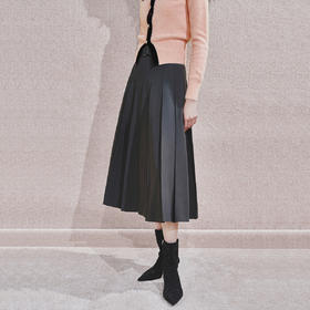 时尚复古百搭收腰褶裙半裙