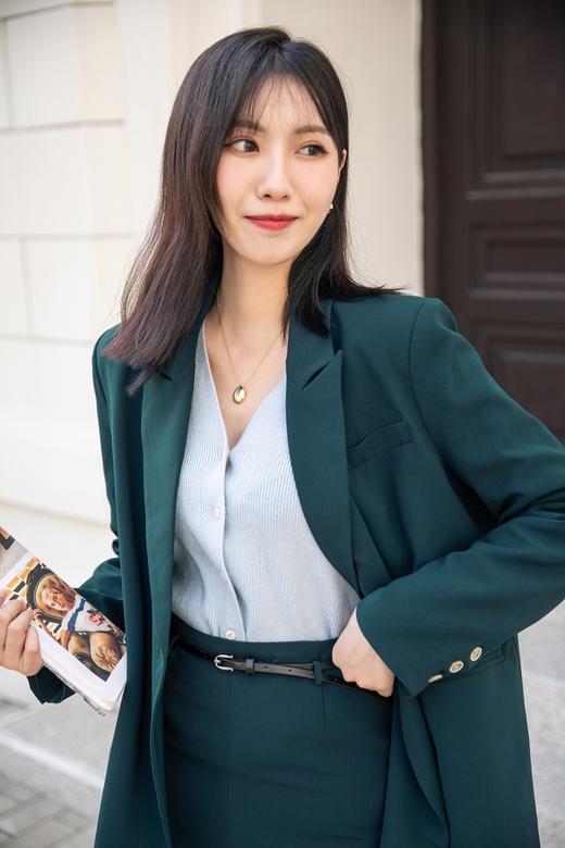Le Malene 复古墨绿西装开衩半裙套装 14468 商品图6