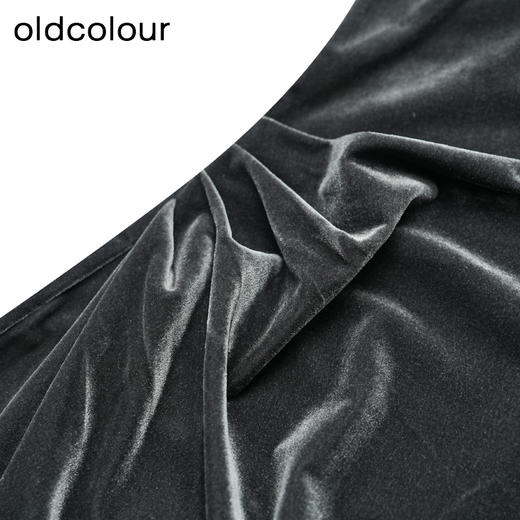 oldcolour冬季新品V领时尚收腰显瘦丝绒吊带连衣裙女P421005A1 商品图3