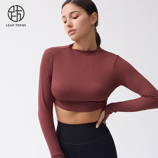 跃牌【小甜心】系列 瑜伽服女紧身运动长袖T恤9057 商品图3