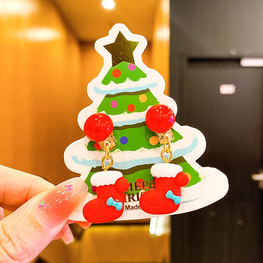 【圣诞节耳环】儿童耳夹可爱卡通圣诞老人麋鹿森系少女首饰耳环无儿洞女童耳饰。ry 商品图10