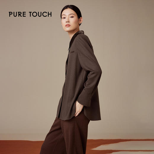 pure touch女士绵羊毛正肩合身廓形衬衫1301244424 商品图3