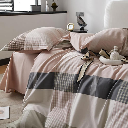 莱生活  全棉四件套-时尚方糖蓝/方糖玉粉  200*230cm 商品图3