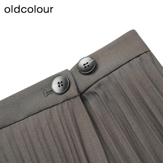 oldcolour新款时尚通勤不规则大摆百褶长款半身裙女P440603A1 商品图2