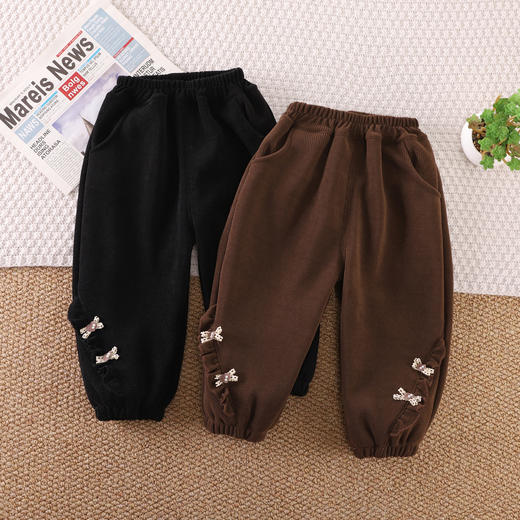 【柔软舒适，宝宝舒心穿，妈妈放心选】女童秋冬季加绒裤子 新款休闲宝宝冬天一体绒休闲裤 中小童保暖卫裤-QQ 商品图1