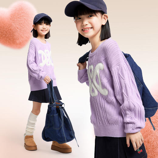 女童圆领针织衫冬季新款安奈儿童装EG444648 商品图1
