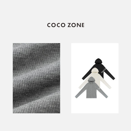 COCO ZONE 秋冬连帽半拉链长袖T恤显瘦打底衫CC1D2584 商品图4