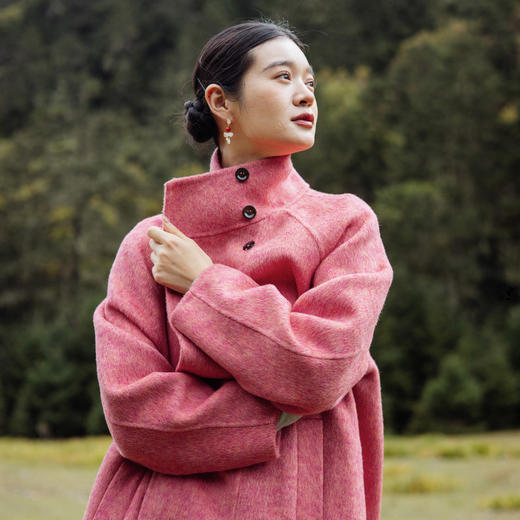 绽放旅行女装802朵/冬季温柔显白夹花感中长款简约休闲毛呢大衣 商品图2