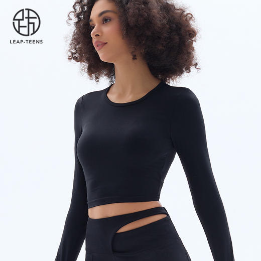 跃牌【小甜心】系列 露背镂空性感带胸垫瑜伽运动长袖T恤女9068 商品图6