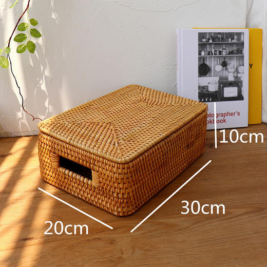 【4个规格可选】娜家藤编手提收纳箱-带盖 商品图0