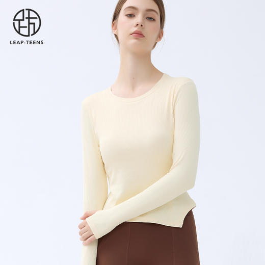 跃牌【小甜心】系列 瑜伽服长袖女带胸垫普拉提训练健身运动上衣9064 商品图3