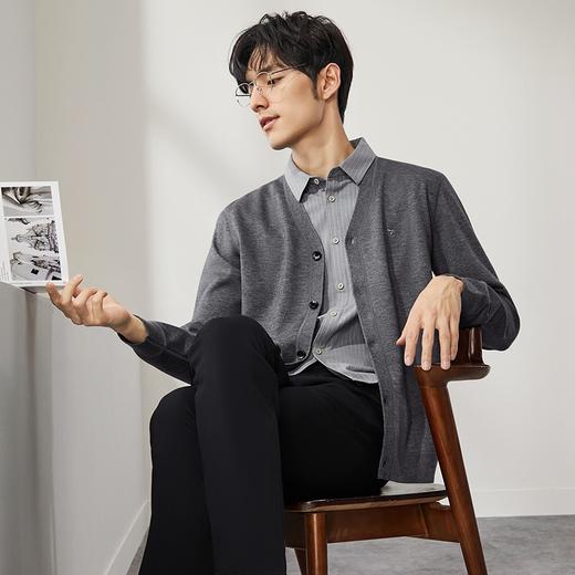 柒牌假两件毛衣男2024秋冬新款衬衫领加绒保暖舒适休闲百搭针织衫	127Y70260 商品图1