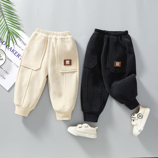 【柔软舒适，保暖性能升级】男童秋冬季加绒裤子 新款儿童一体绒休闲裤 男宝宝冬装保暖长裤-QQ 商品图3