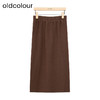 oldcolour冬季新款简约气质高腰直筒显瘦松紧腰长裙女P480601A1 商品缩略图0