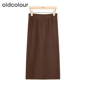 oldcolour冬季新款简约气质高腰直筒显瘦松紧腰长裙女P480601A1