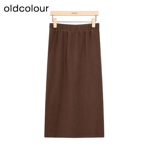 oldcolour冬季新款简约气质高腰直筒显瘦松紧腰长裙女P480601A1 商品图0