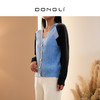 DONGLI&张继成 联名款 女士春秋针织V领羊绒开衫菱形格撞色绞花   220502 商品缩略图2