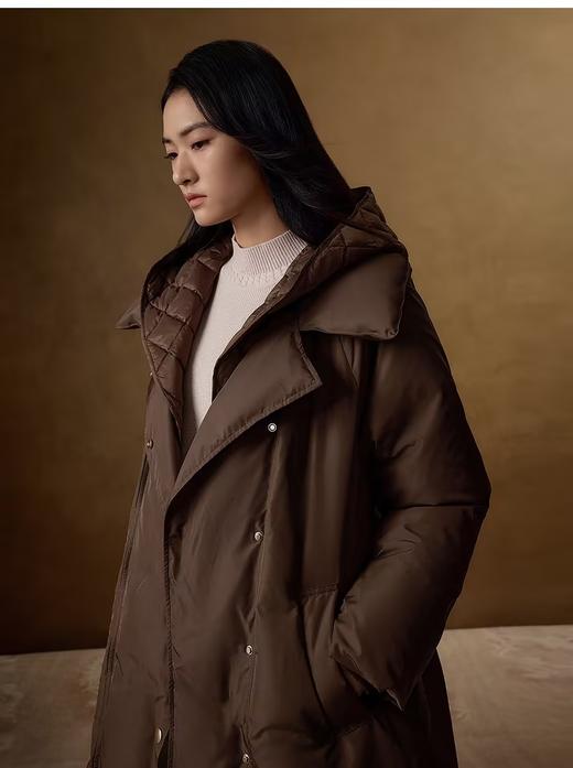 VGRASS维格娜丝24年冬季90鹅绒风衣假两件羽绒服 商品图1