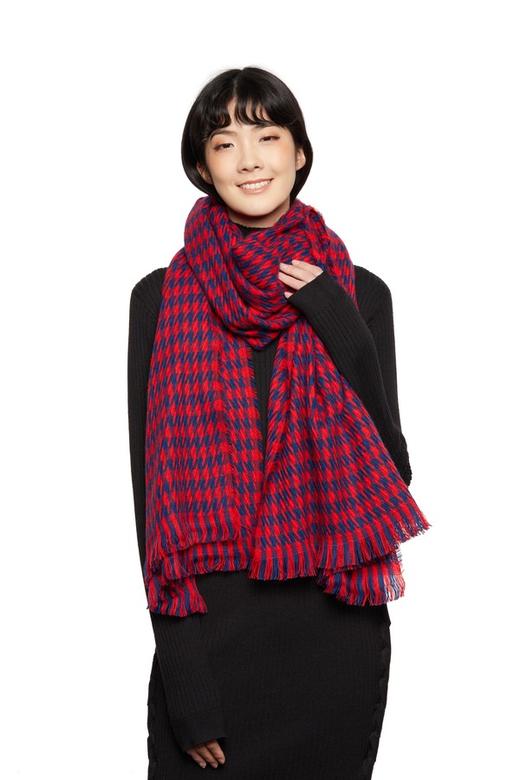 AVA 千鸟格撞色流苏围巾 5636 商品图0