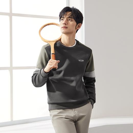 柒牌男士拼接休闲卫衣2024秋季新款时尚潮流青年百搭简约圆领上衣	127W70460 商品图1