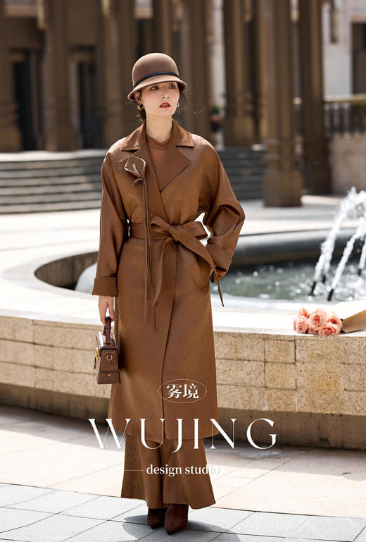 【雾境定制新款】流光琥珀系列 高级感十足的御姐大衣 进口特种工艺皮质布料廓形不挑人 4202103 商品图1