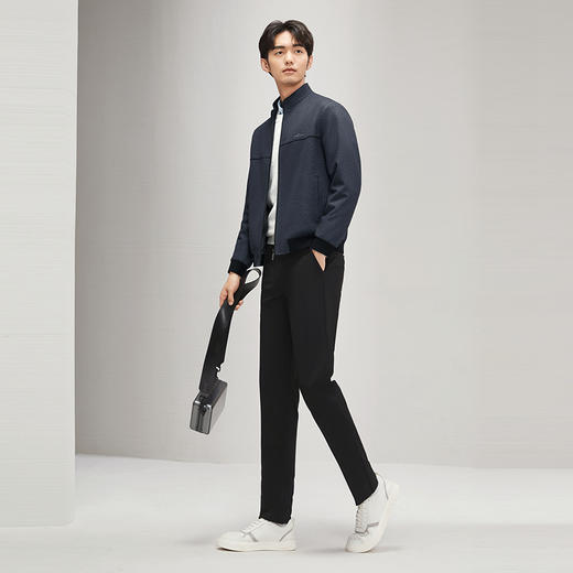 柒牌立领夹克男2024秋冬新款时尚潮流中青年厚款男士休闲毛呢外套	127D70370 商品图3