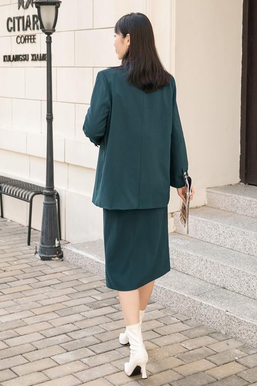 Le Malene 复古墨绿西装开衩半裙套装 14468 商品图3
