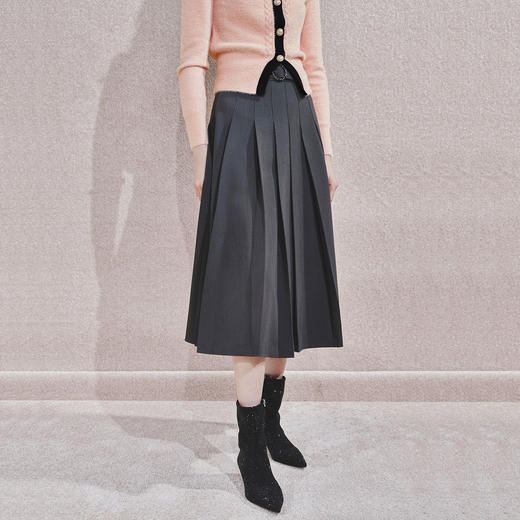 时尚复古百搭收腰褶裙半裙 商品图3