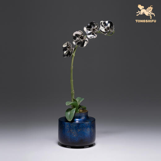 铜师傅《蝴蝶兰》客厅桌面白铜兰花摆件 家居装饰工艺品 商品图1