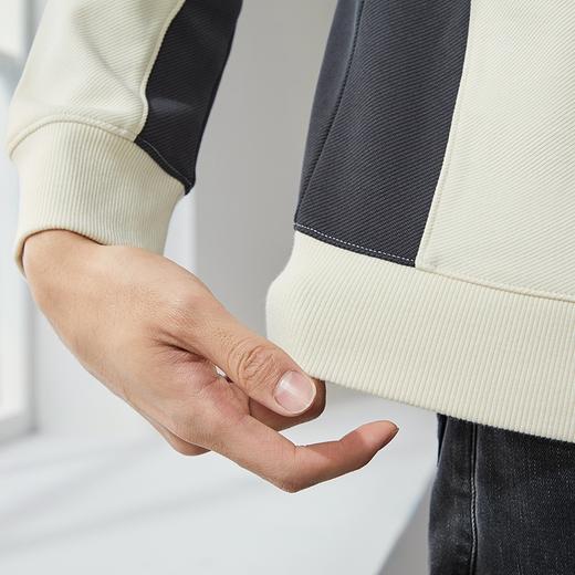 柒牌男士时尚卫衣2024秋季新款潮流百搭拼接休闲简约圆领套头上衣	127W70450 商品图2