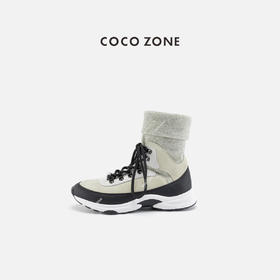 COCO ZONE 复古厚底系带休闲鞋拼色百搭女鞋CC2D2495