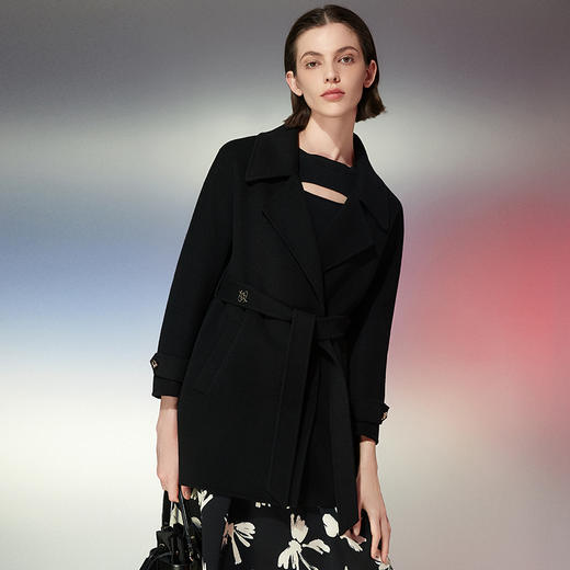 EITIE爱特爱春季新款时尚气质收腰毛呢大衣外套7714402 商品图8