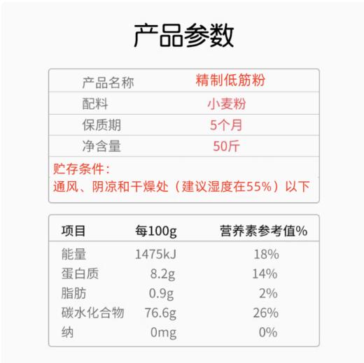 25kg 王后精制低筋粉 糕点用低筋小麦粉 月饼粉蛋糕曲奇面粉软白低筋粉 商品图3