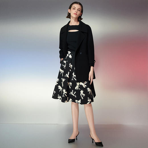 EITIE爱特爱春季新款时尚气质收腰毛呢大衣外套7714402 商品图6