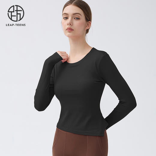 跃牌【小甜心】系列 瑜伽服长袖女带胸垫普拉提训练健身运动上衣9064 商品图9