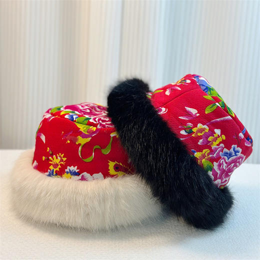 秋冬民族风东北大花毛绒渔夫帽男女潮网红款保暖蒙古帽 商品图2