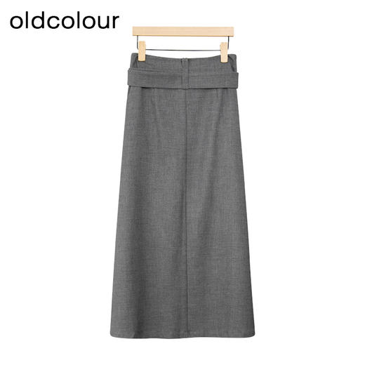 oldcolour冬季新品纯色高腰百搭显瘦配腰带气质半身裙女P420601A1 商品图1