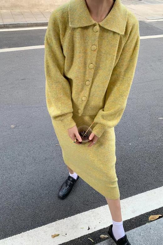 ANSUABEL 柠檬黄针织开衫半裙套装 14485 商品图4