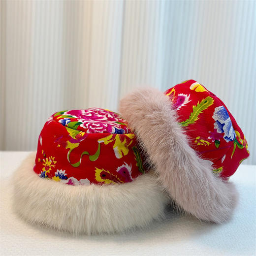 秋冬民族风东北大花毛绒渔夫帽男女潮网红款保暖蒙古帽 商品图1