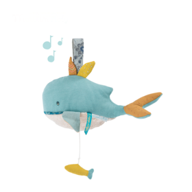 Moulin Roty 蓝鲸音乐玩偶 多功能/启蒙玩偶 适合0岁以上 附手摇铃 响纸 奥尔加的旅行系列 法国品牌-714042