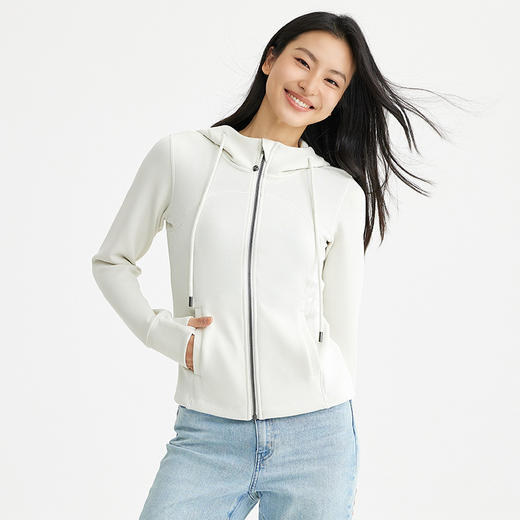 【大牌品质】奥地利兰精莫代尔女士外套开衫 中空连帽长袖休闲上衣 商品图3