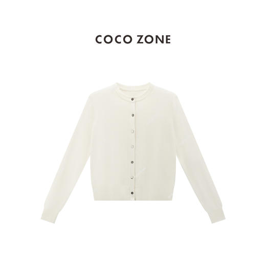 COCO ZONE 秋季圆领单排扣针织开衫长袖纯色上衣CC2C1476 商品图1