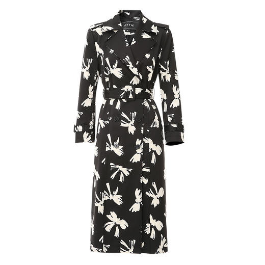 EITIE爱特爱春季新款经典翻领时尚印花中长款风衣外套7704401 商品图5