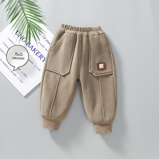 【柔软舒适，保暖性能升级】男童秋冬季加绒裤子 新款儿童一体绒休闲裤 男宝宝冬装保暖长裤-QQ 商品图5