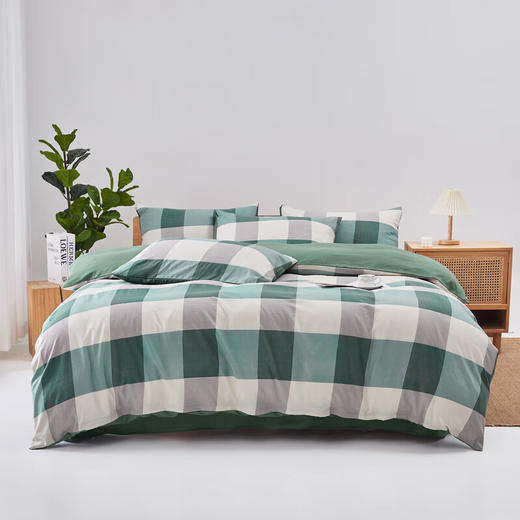 皮尔特保罗  色织水洗四件套-军绿大格 POLOS-2424 商品图0