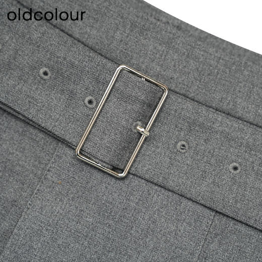 oldcolour冬季新品纯色高腰百搭显瘦配腰带气质半身裙女P420601A1 商品图2