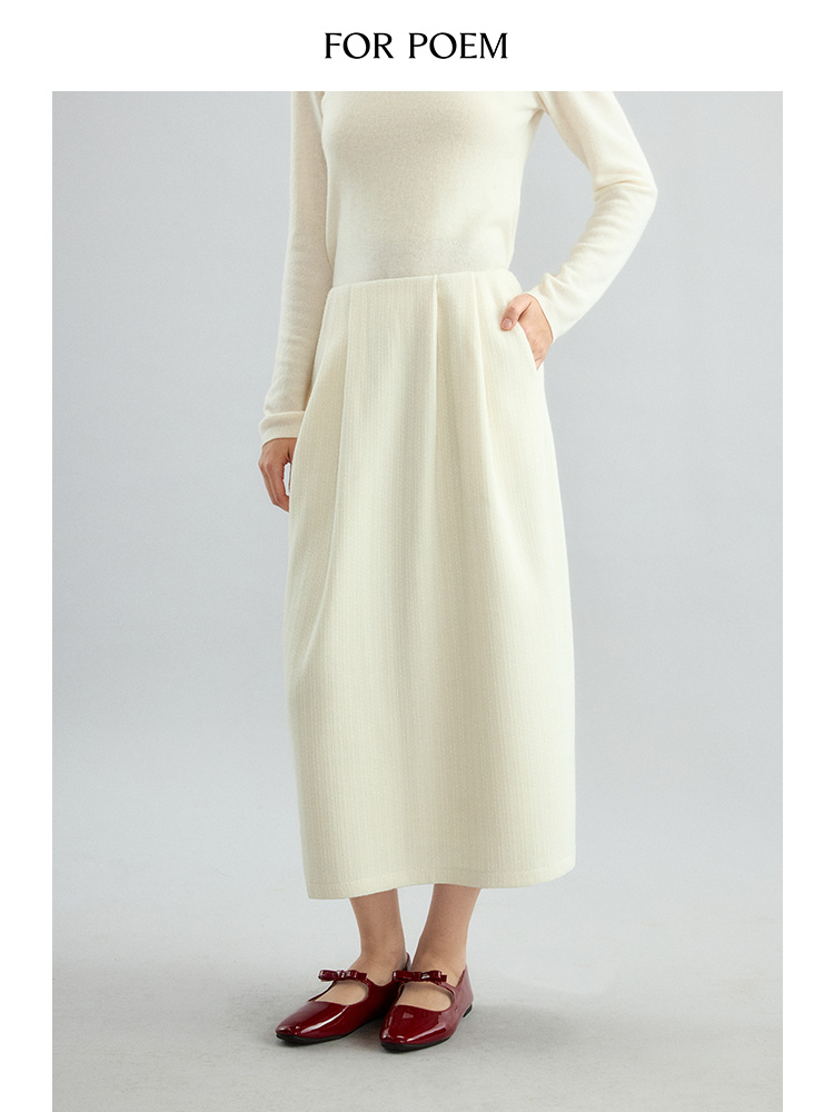 ForPoem 现货 24/FW原创设计秋冬针织百搭显瘦花苞裙
